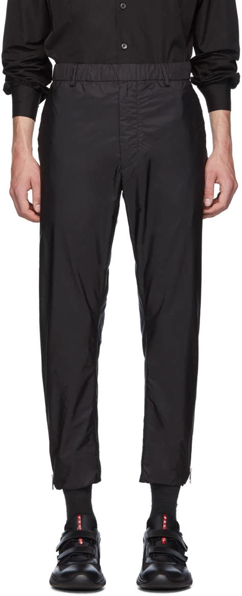 prada black trousers zipper pocket detail|Prada Zip Detail Trousers .